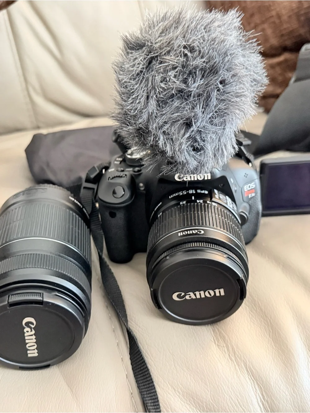 Canon Black EOS DSLR with 18-55mm and Extra Zoom Lens